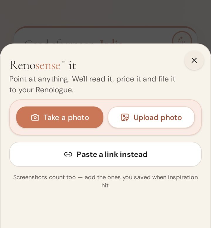 The Renosense It capture sheet in the app