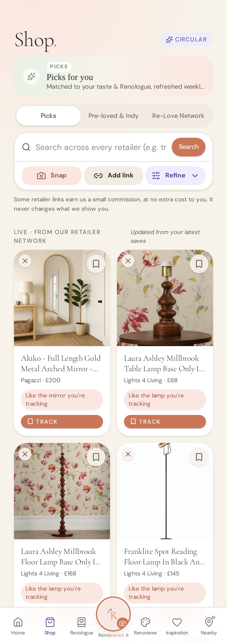 Shop Picks rail with live matched products